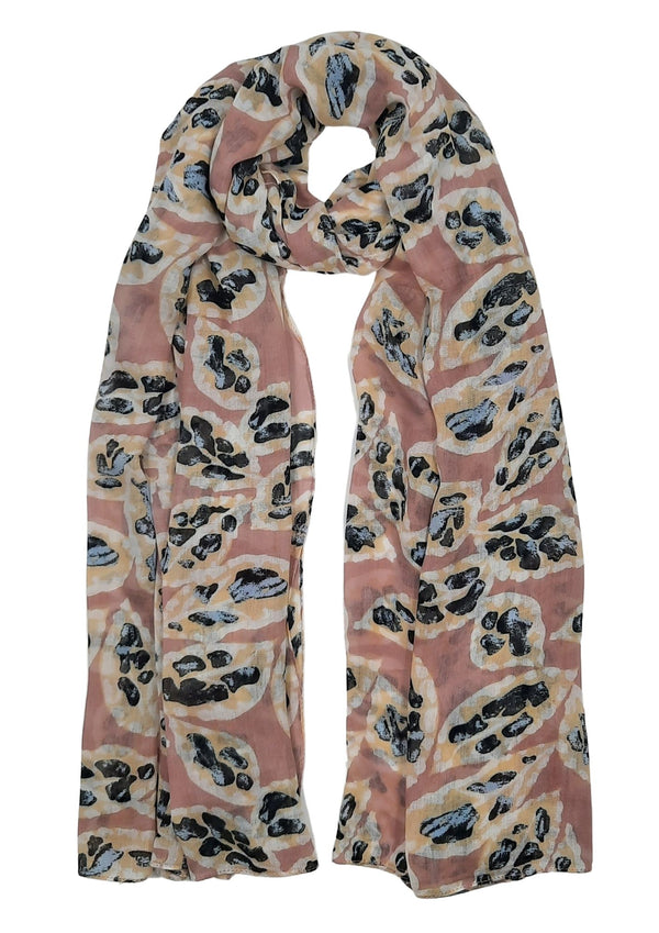 Leafs With Broken Border Scarf (SE-2691_Old Rose)